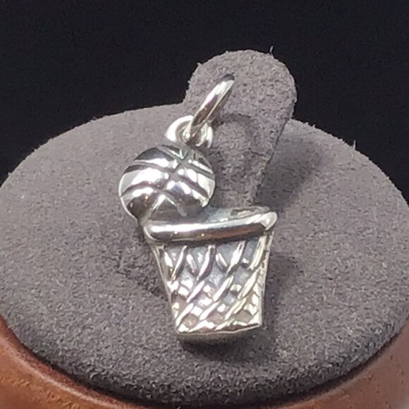 James Avery Sterling Silver Bangle Bracelet And Basketball Charm - Picture 4 of 11